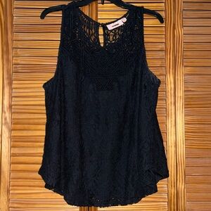 Evri Lace Covered Black Tank Top Size 1X